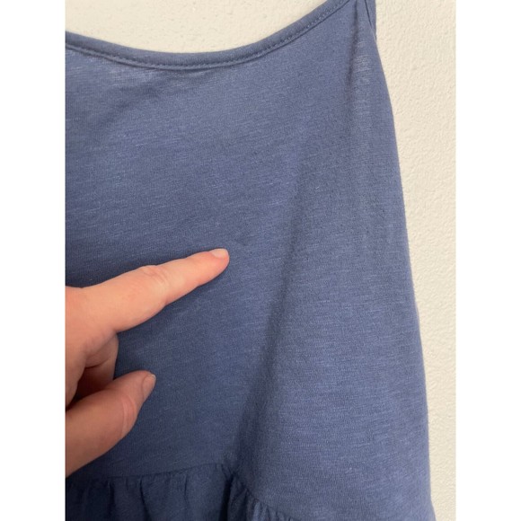 American Eagle Medium Slub Cropped Relaxed Cami Top Blue Ruffle Peplum Strappy - Picture 7 of 13
